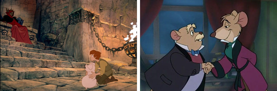 Taram et le Chaudron Magique - Ted Berman, Richard Rich - 1985 et Basil, détective privé - Burny Mattinson, David Michener, Ron Clements, John Musker - 1986