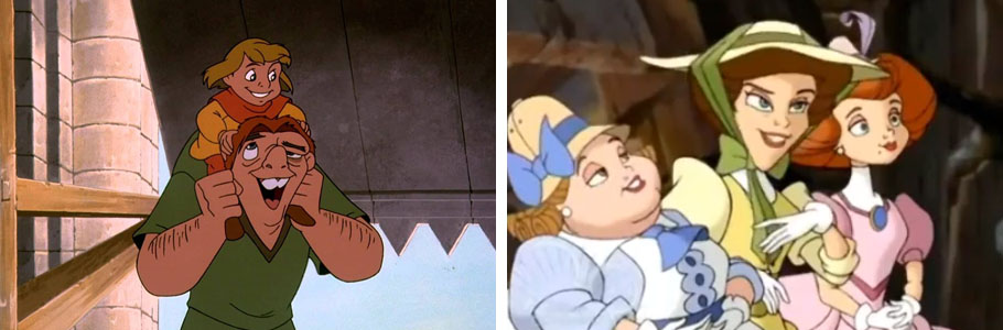 Le Bossu de Notre-Dame 2 : Le secret de Quasimodo - Bradley Raymond - 2002 (à gauche) / La Légende de Tarzan et Jane - Victor Cook, Steve Loter, Don MacKinnon - 2002 (à droite)