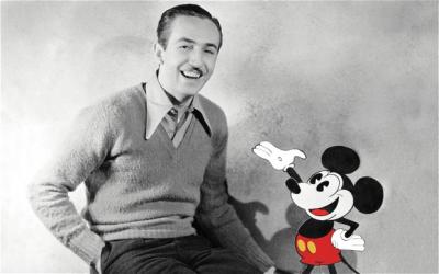 Portrait de Walt Disney (accompagné de Mickey Mouse)